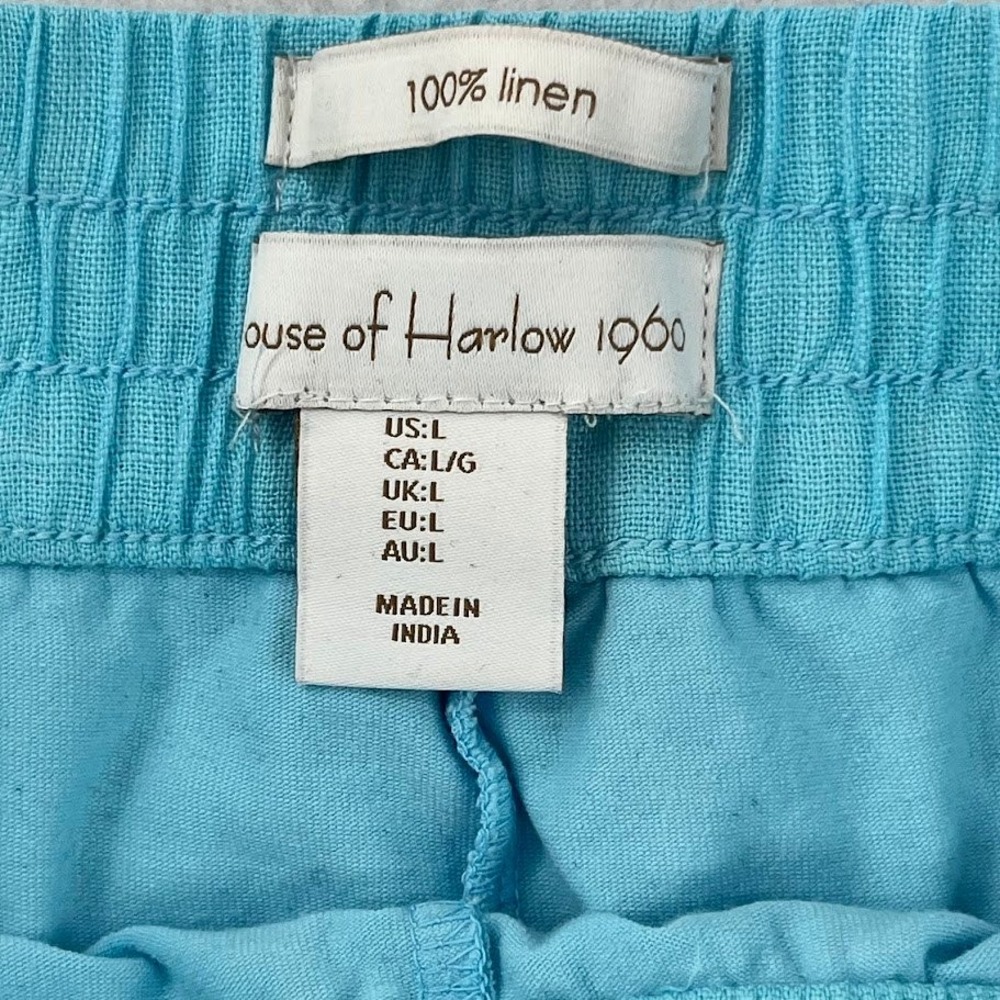 House of Harlow 1960 Mini Skirt Womens L Blue Excellent Linen Tiered Boho - Picture 3 of 6